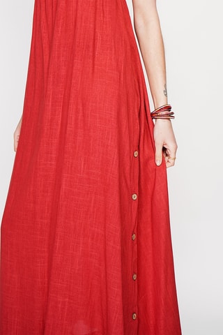 Vestido largo de lino - Rojo