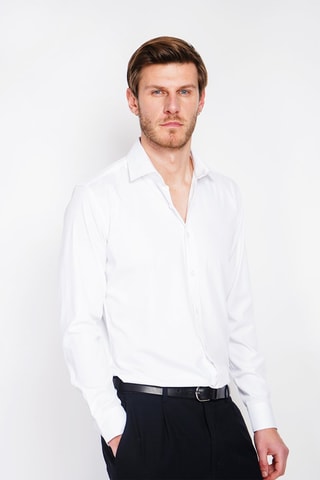 Camisa recta de bambú - Blanco