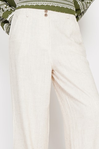 Pantalón ancho de lino - Beige
