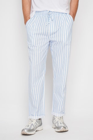 Pantalón recto de lino - Azul
