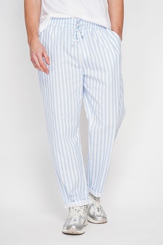 Pantalón recto de lino - Azul