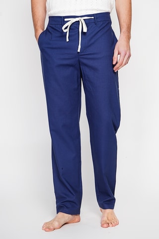 Pantalón recto de lino - Azul marino