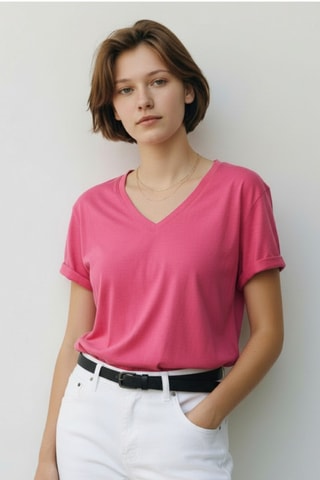 Camiseta de lino - Fucsia