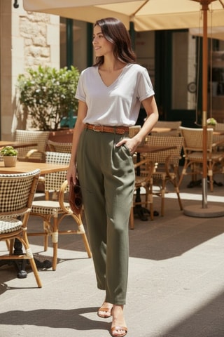 Camiseta de lino - Beige