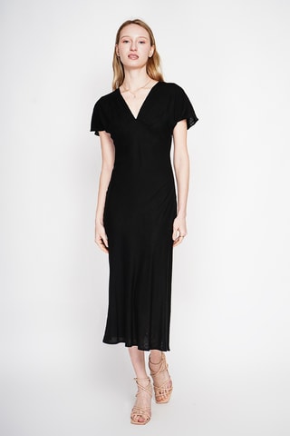 Vestido largo de lino - Negro