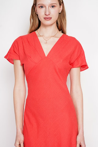 Vestido largo de lino - Rojo
