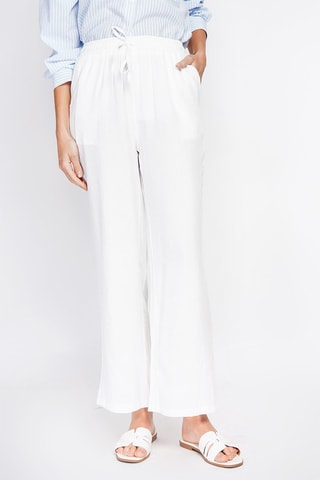 Pantalón de lino de tiro alto - Blanco