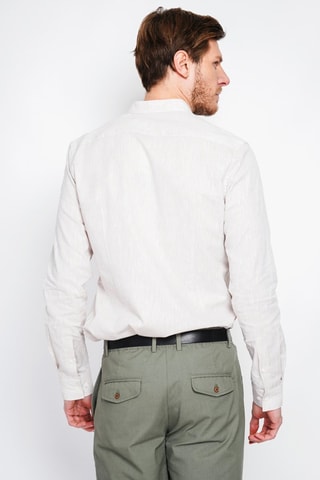 Camisa slim fit de lino - Beige