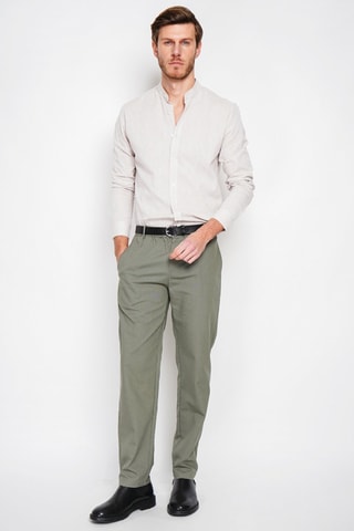 Camisa slim fit de lino - Beige