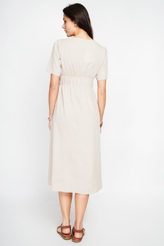 Vestido largo de lino - Beige