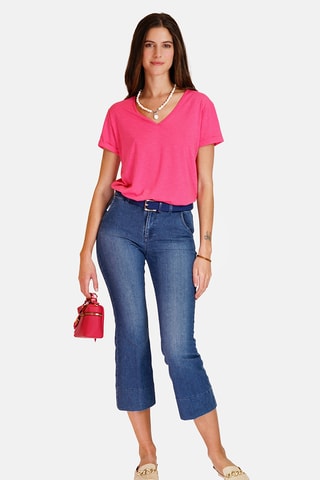 Camiseta de lino - Fucsia