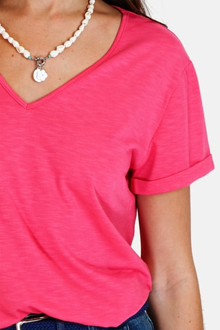 Camiseta de lino - Fucsia