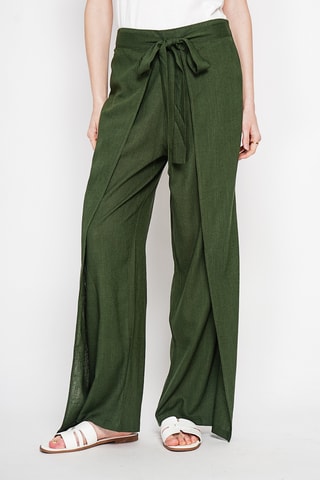 Pantalón cruzado de lino - Caqui