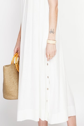 Vestido largo de lino - Blanco