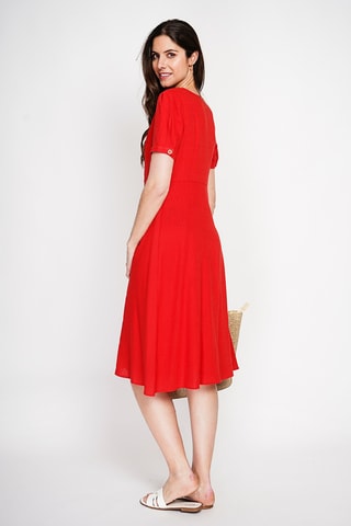 Vestido camisero de lino - Rojo