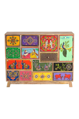Meuble de rangement 1 porte en manguier - 112 x 35 x 90 cm