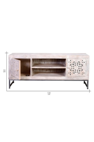 Meuble TV 2 portes en manguier - 130 x 55 x 40 cm