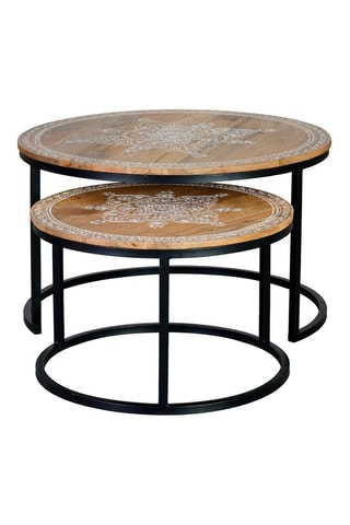 2 tables gigognes en manguier - 80 x 48 x 80 cm et 60 x 40 x 60 cm