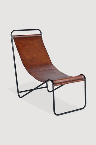 Chaise longue -  Naturel et noir - Assise en cuir