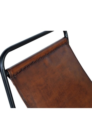 Chaise longue -  Naturel et noir - Assise en cuir
