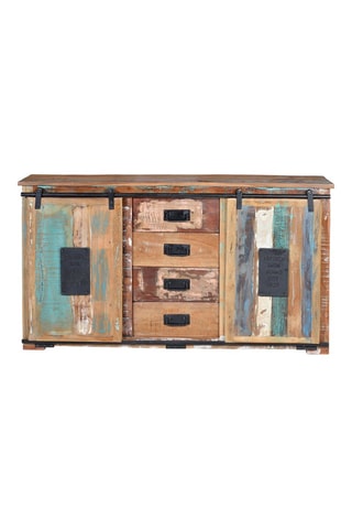 Buffet 2 portes en bois recyclé - 130 x 81 x 38 cm