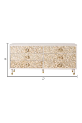 Buffet 6 tiroirs en manguier - 170 x 40 x 80 cm