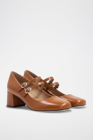 Scarpe baby con tacco in pelle nappa - Marrone - Marrone
