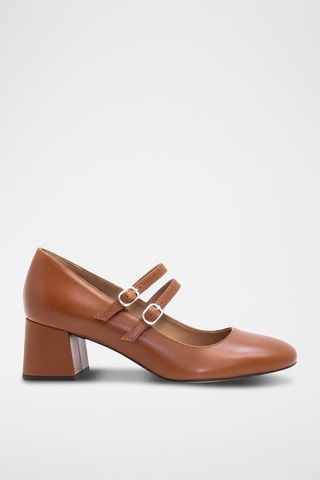 Scarpe baby con tacco in pelle nappa - Marrone - Marrone