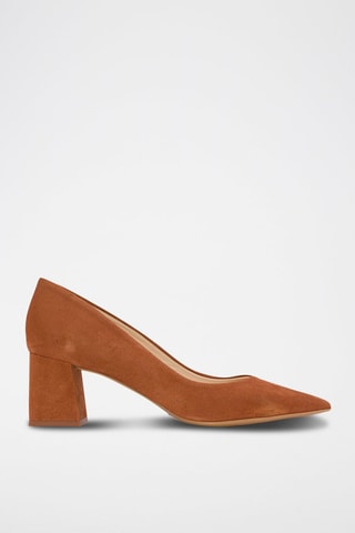 Décolleté in pelle scamosciata - Marrone - Marrone