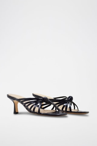 Sandali con tacco in pelle Mercedes Nero - Nero