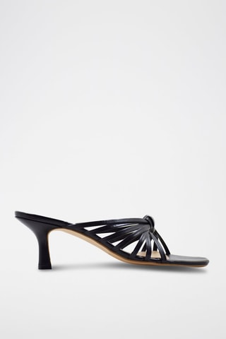 Sandali con tacco in pelle Mercedes Nero - Nero