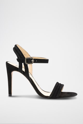 Sandali con tacco in pelle scamosciata - Nero