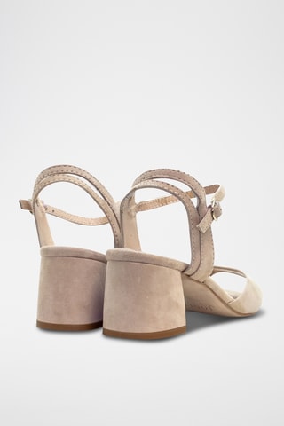 Sandali con tacco in pelle scamosciata - Beige