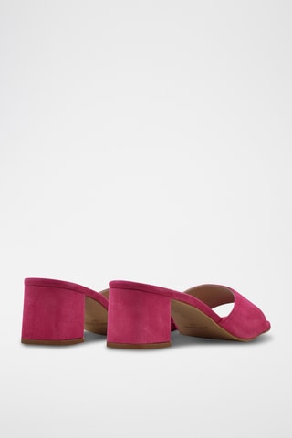 Sandali con tacco in pelle scamosciata - Fucsia