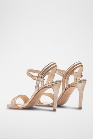 Sandali con tacco in pelle - Marrone
