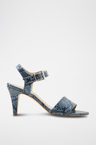 Sandali con tacco in pelle - Blu