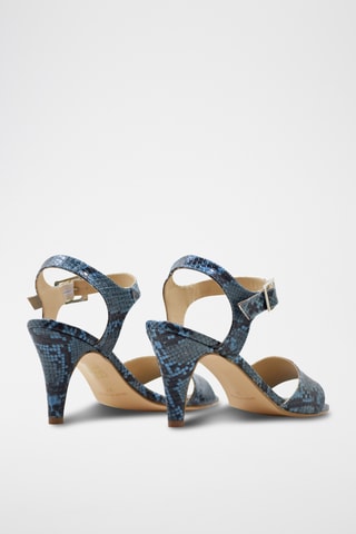 Sandali con tacco in pelle - Blu