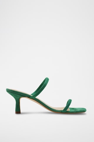 Sandali con tacco in pelle scamosciata - Verde chiaro
