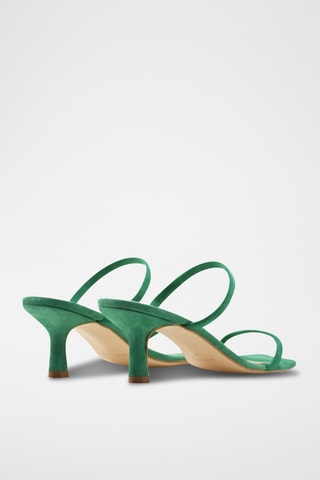 Sandali con tacco in pelle scamosciata - Verde chiaro