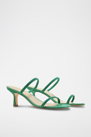 Sandali con tacco in pelle scamosciata - Verde chiaro