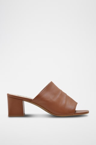 Sandali con tacco in pelle nappa - Marrone