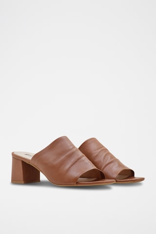 Sandali con tacco in pelle nappa - Marrone