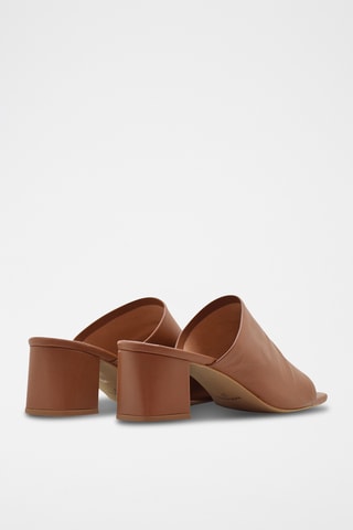 Sandali con tacco in pelle nappa - Marrone