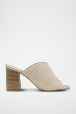 Sandali con tacco in pelle scamosciata - Beige