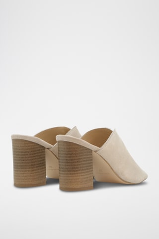 Sandali con tacco in pelle scamosciata - Beige