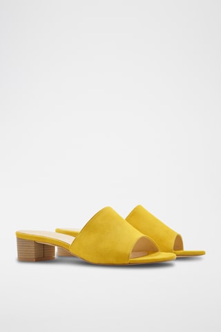 Sandali con tacco in pelle scamosciata - Giallo