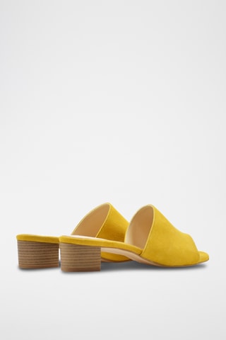 Sandali con tacco in pelle scamosciata - Giallo