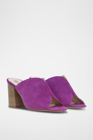 Sandali con tacco in pelle scamosciata - Rosa