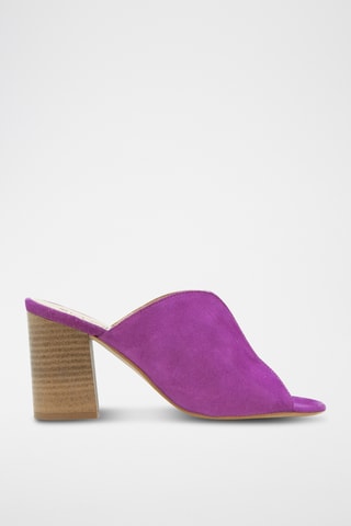 Sandali con tacco in pelle scamosciata - Rosa