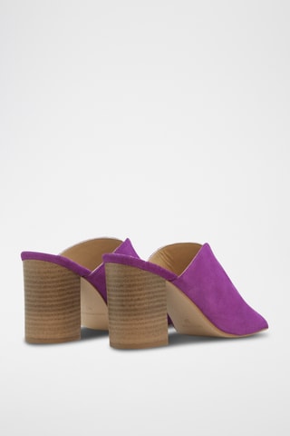 Sandali con tacco in pelle scamosciata - Rosa